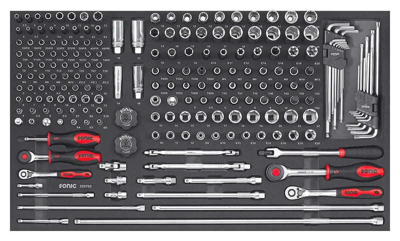 Sonic Foam System - Socket Set 1/4" 3/8" - 207 Pieces - 34" (Large)